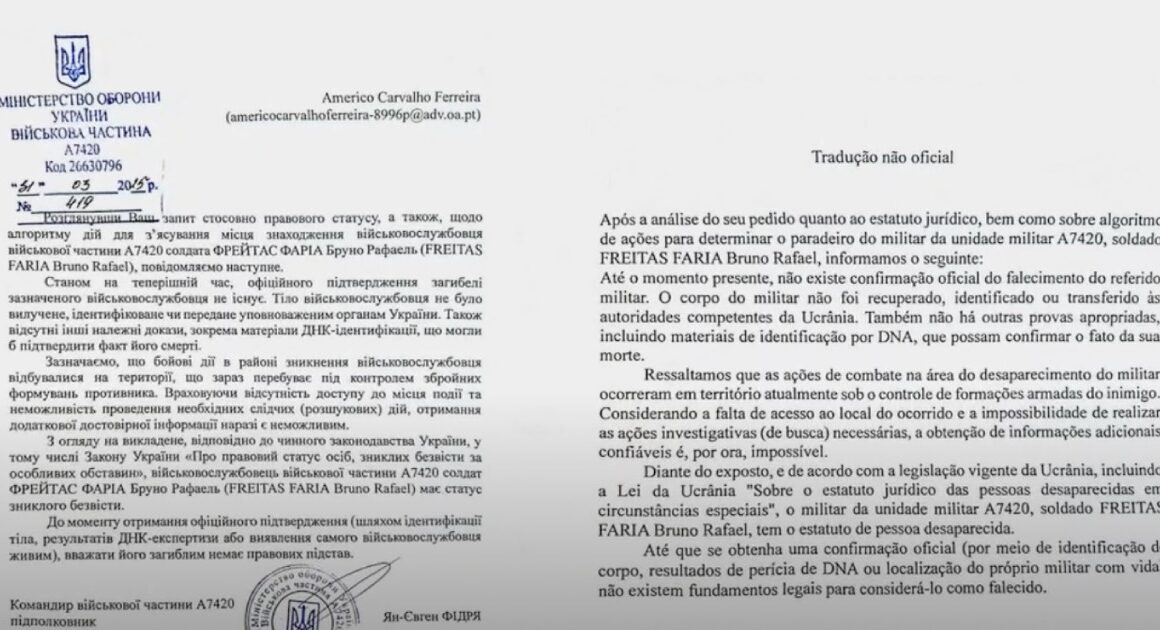 Ucrânia diz que combatente de braga está oficialmente "desaparecido". Legião diz que adesão foi voluntária